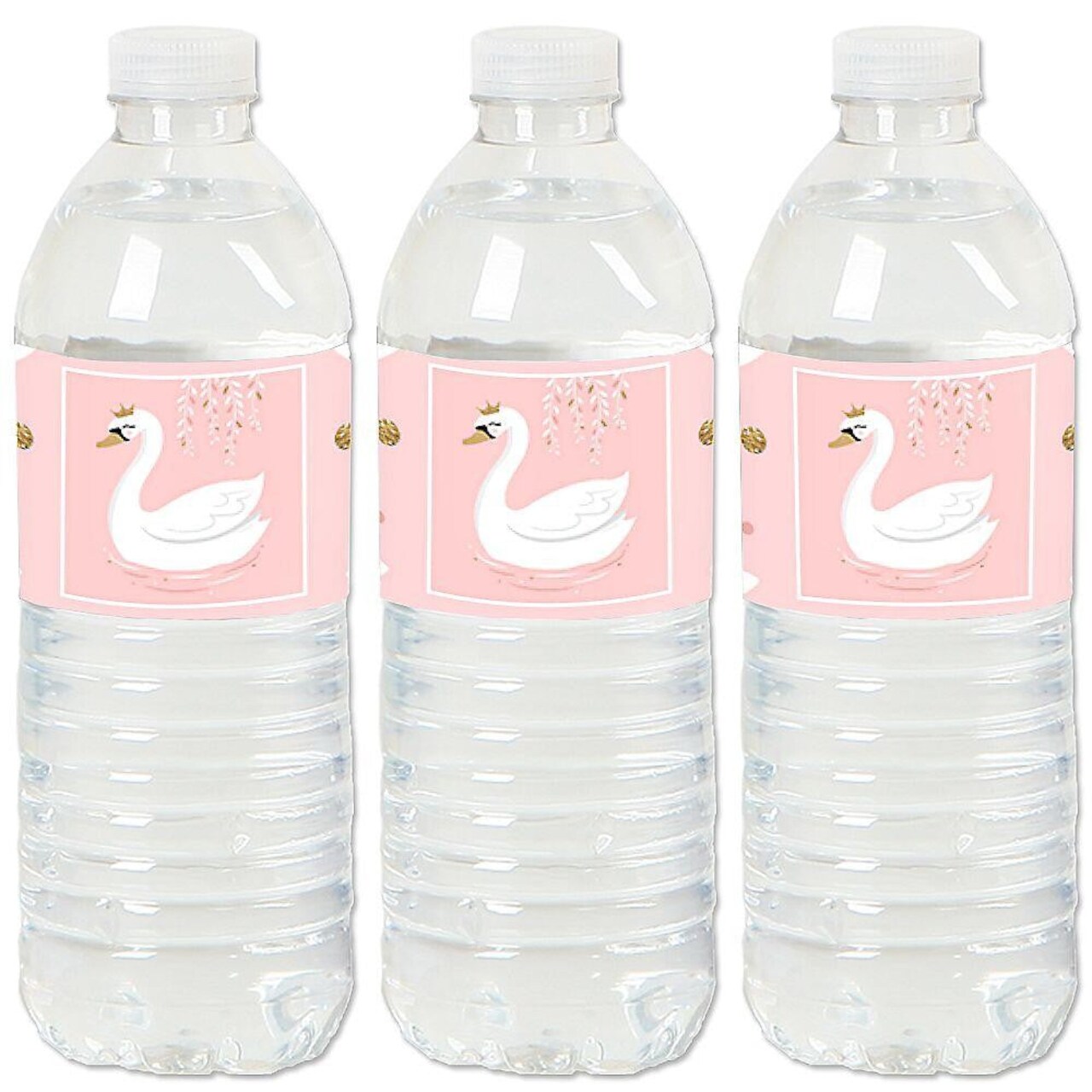 Big Dot of Happiness Swan Soiree - White Swan Baby Shower or Birthday Party Water Bottle Sticker Labels - Set of 20